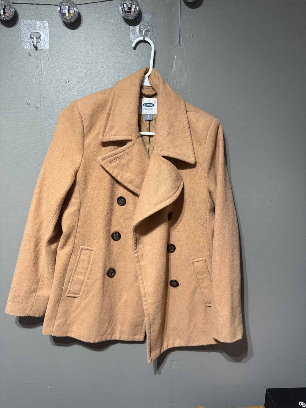 Old Navy Camel Double-Breasted Peacoat Jacket